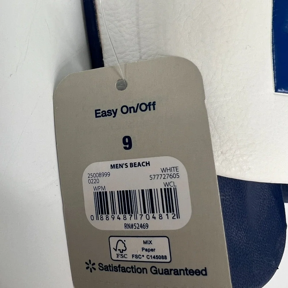 Walmart Logo Flip Flop Slide Sandals Mens Size 9 George‎ RARE White Blue New
